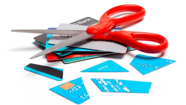 In debt, cut up credit card