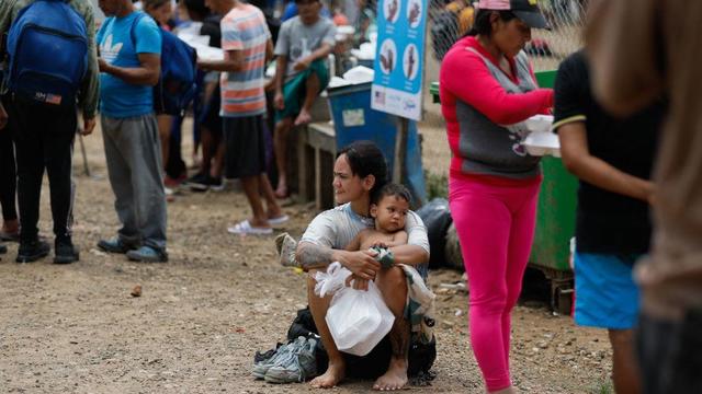 Venezuelan migrants are pictured at a migrant reception station in Darien Province, Panama, on Oct. 6, 2023. 