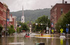 MONTPELIER, VT - JULY, 11: Flooding in downtown Montpelier, Ver 