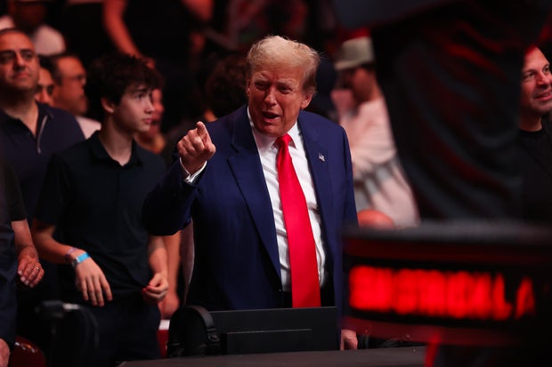 Former U.S. President Donald Trump attends UFC 302 at Prudential Center on June 01, 2024 in Newark, New Jersey.