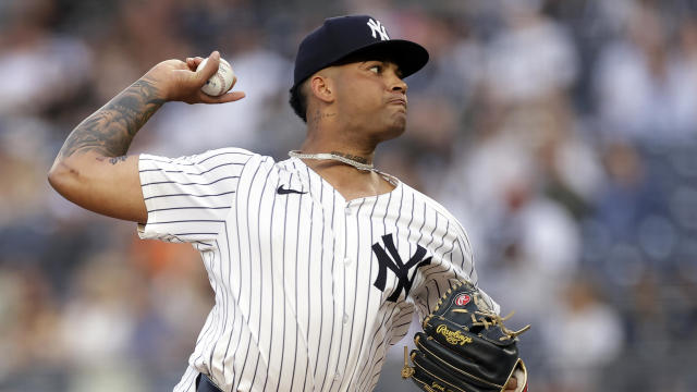 Luis Gil #81 of the New York Yankees pitches during the second inning against the Minnesota Twins at Yankee Stadium on June 4, 2024 in New York City. 