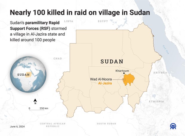 Almost 100 dead in attack on village in Sudan