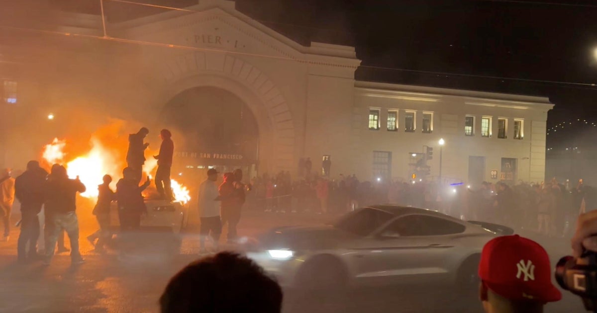 Watch: Video captures sideshows in San Francisco and Oakland; vehicle catches fire at Pier 1