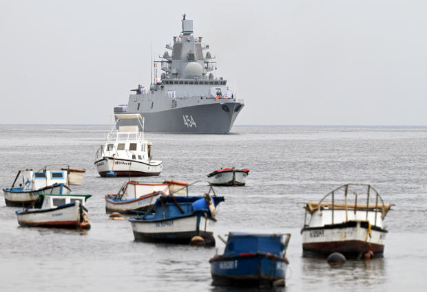 Russian frigate Admiral Gorshkov, part of the Russian naval detachment visiting Cuba, arrives in Havana's harbor, June 12, 2024. 