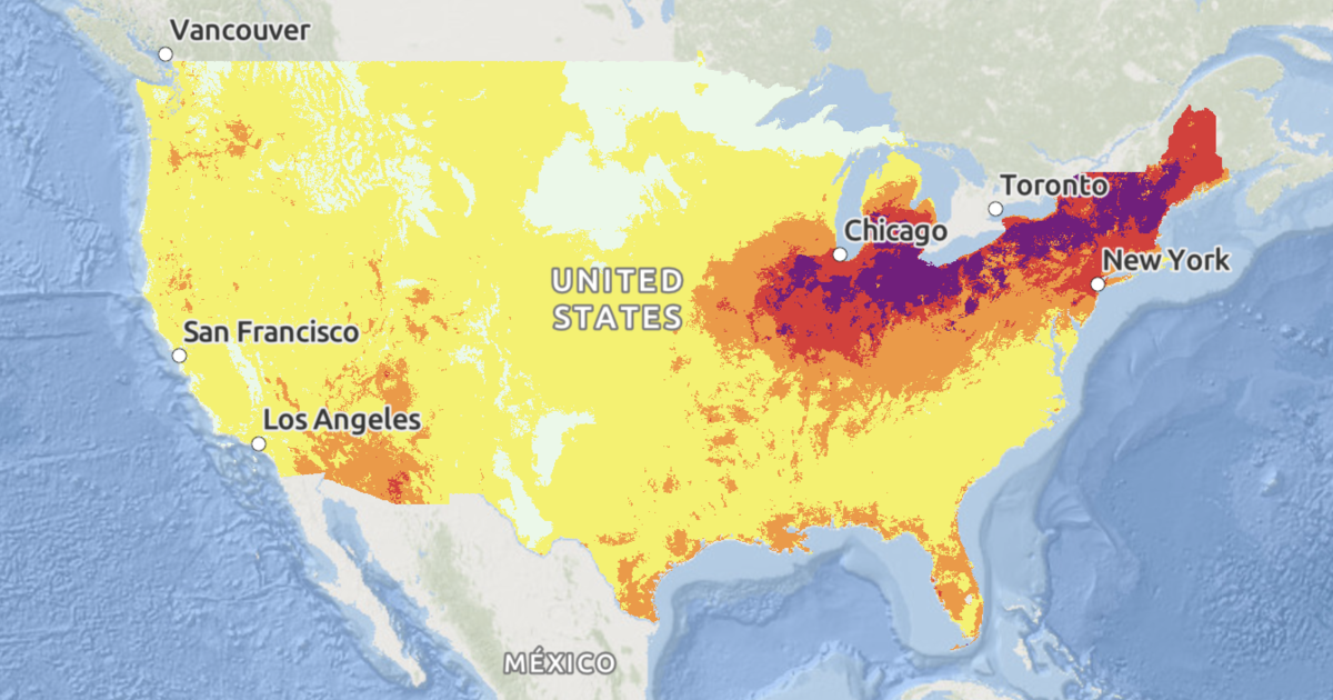Картите показват „гореща, гореща жега“, насочена към североизточната част на САЩ, която може да счупи десетки рекорди, да изложи милиони на риск