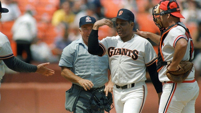 Willie Mays Scores at Old Timers game in Candlestick Park