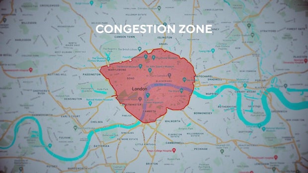 A map showing London's congestion zone