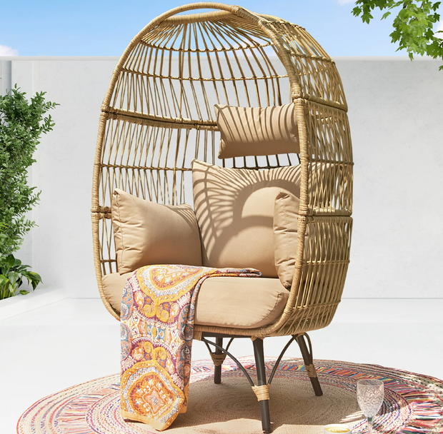 Nicesoul Boho stationary wicker yellow egg chair