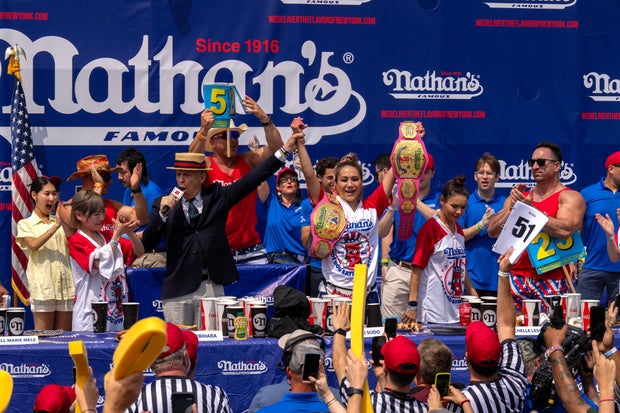 Speed Eaters compete in Nathan's annual hot dog eating contest