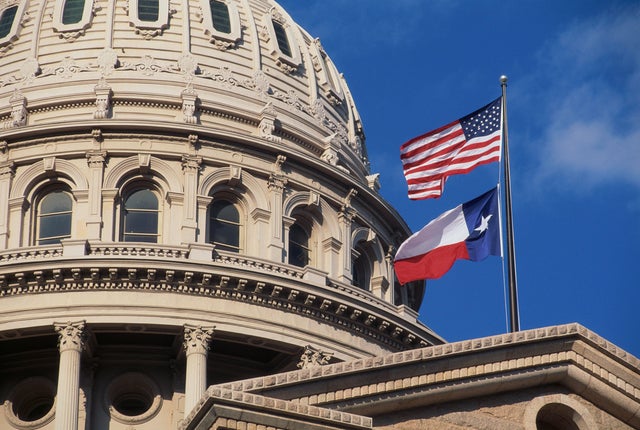 Texas State Capitol Dome and Flags