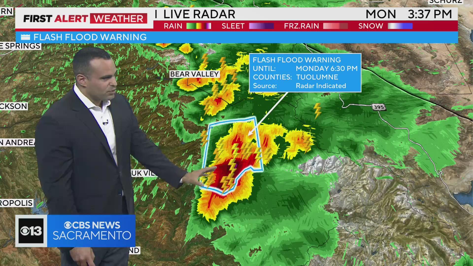 Flash flood warning in effect for part of Tuolumne County