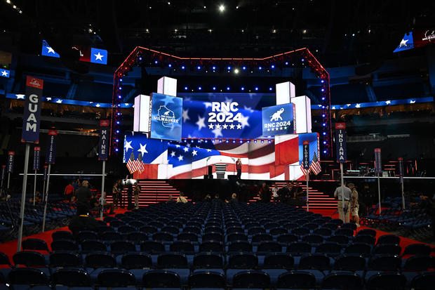 The Fiserv Forum ahead of the Republican National Convention (RNC) in Milwaukee, Wisconsin, US, on Sunday, July 14, 2024. 