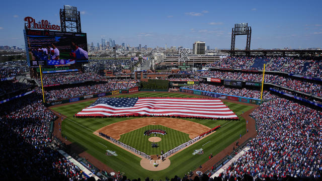 A photo of Citizens Bank Park before the Opening Day game in 2024 