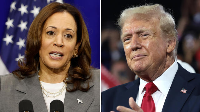 Side by side photos of Vice President Kamala Harris and former President Donald Trump 
