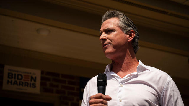 California Governor Gavin Newsom speaks during a campaign event 