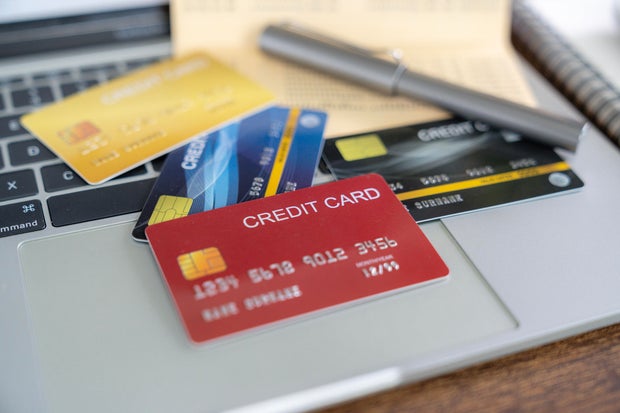 credit card stack on the table