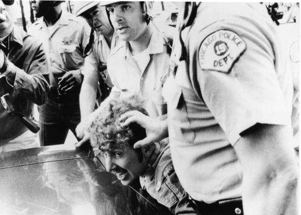 Cops Restrain Protestor At 1968 Democratic National Convention 