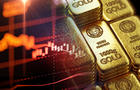 stack of  shiny gold bars on financial gold price graph  3d illustration 