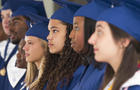 Students standing together during graduation 