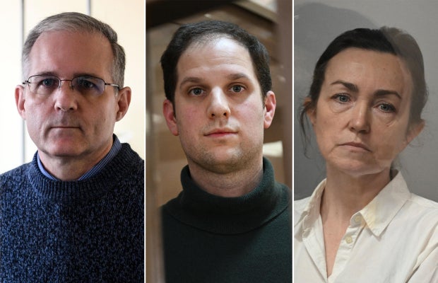 Photos of Paul Whelan, Evan Gershkovich and Alsu Kurmasheva