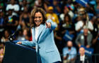 Vice President Kamala Harris points to the crowd during a campaign event in Atlanta on Tuesday, July 30, 2024. 