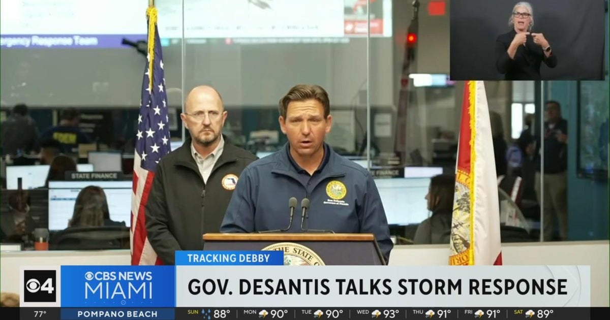 DeSantis talks Tropical Storm Debby response ahead of landfall - CBS Miami