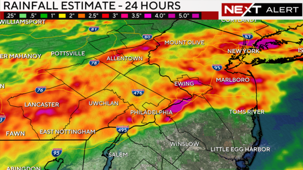 Rainfall estimates over the past 24 hours 