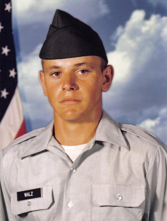 An undated photo of Tim Walz in uniform