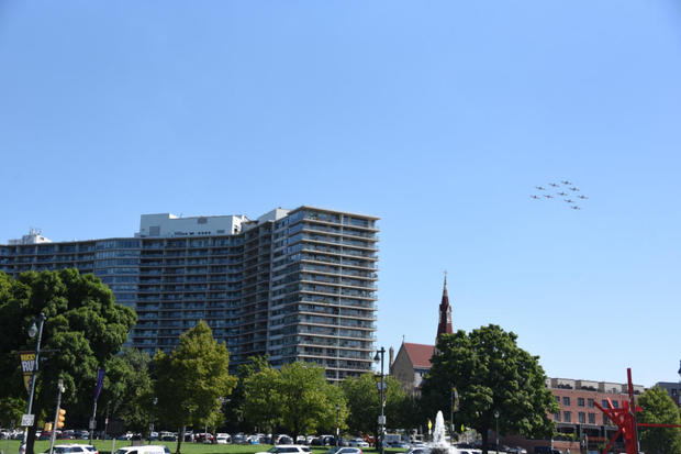 Italian fighter jets fly over Philadelphia 