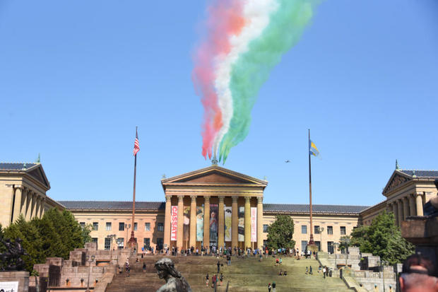 Italian fighter jets fly over Philadelphia 