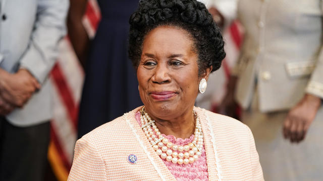 Rep. Sheila Jackson Lee waits for Speaker of the House Nancy Pelosi to arrive for a bill enrollment signing ceremony for the Juneteenth National Independence Day Act on June 17, 2021 on Capitol Hill in Washington, DC. 