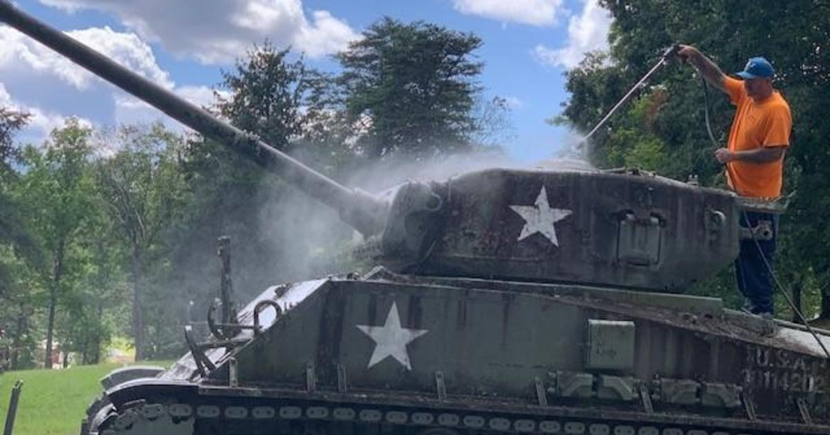 Restoration project underway on World War II tank memorial in Monessen City Park