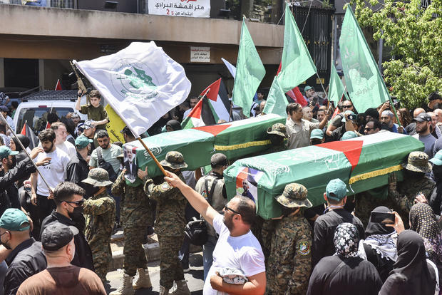 Members of the Palestinian Joint Action Committee Hold Rally and Symbolic Funeral for Late Hamas Leader Ismail Haniyeh In Beirut 