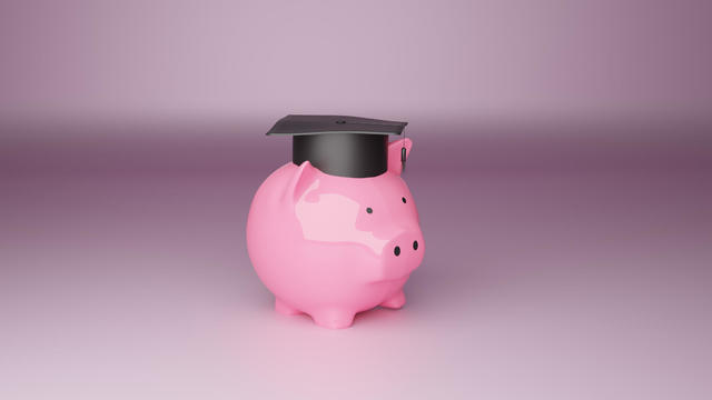 Piggy bank student loan concept ,3d render 