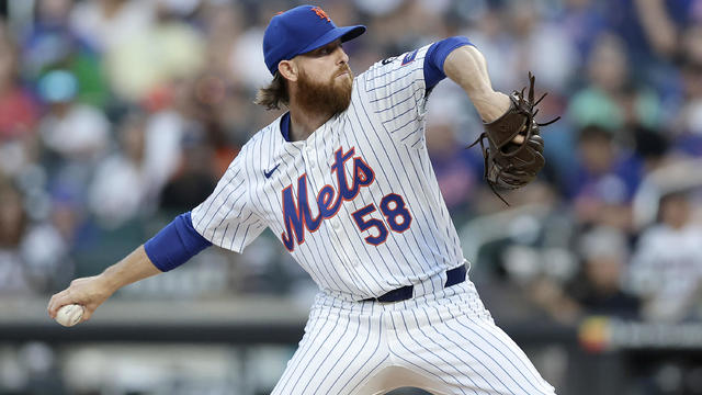 Paul Blackburn #58 of the New York Mets pitches during the first inning against the Oakland Athletics at Citi Field on August 13, 2024 in New York City. 