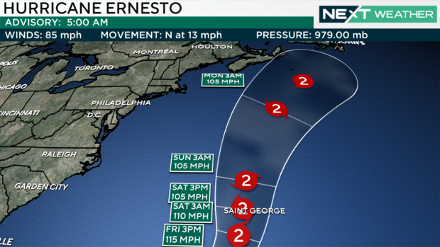 Hurricane Ernesto track 