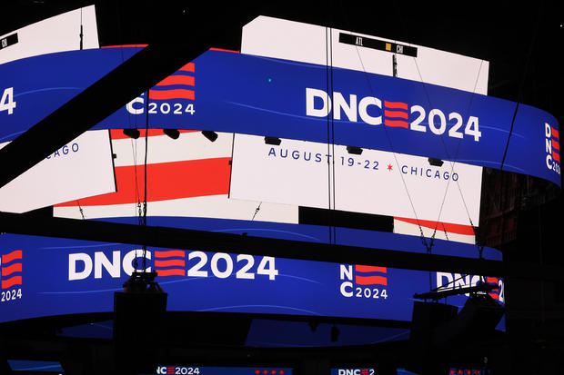 Work continues inside the United Center on Thursday, Aug. 1, 2024, as preparations are made for the Democratic National Convention. 