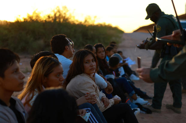 Migrants are detained by U.S. Border Patrol agents in New Mexico 