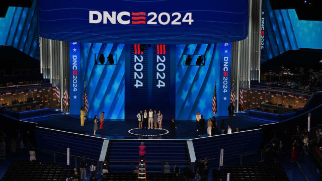 Work continues inside the United Center on Thursday, Aug. 1, 2024, as preparations are made for the Democratic National Convention. 