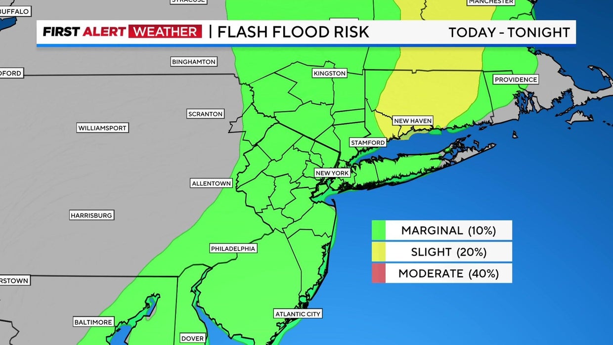 Flash flood risk in NYC area continues. Weather map shows where rain is ...