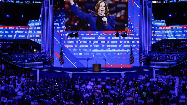 Democratic presidential candidate. Vice President Kamala Harris delivers a pre-recorded message during the second day of the Democratic National Convention at the United Center on August 20, 2024 in Chicago, Illinois. 