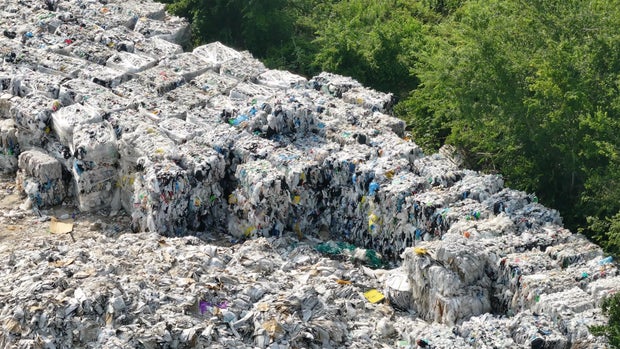 Plastic waste at Houston recycling site
