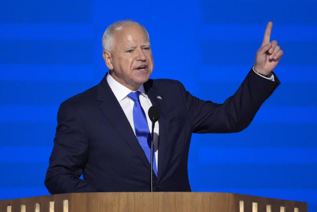 Minnesota Gov. Tim Walz speaks during the Democratic National Convention Wednesday, Aug. 21, 2024, in Chicago. 