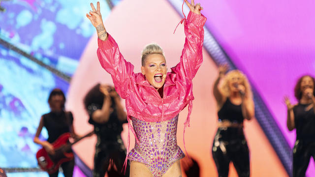 Pink during a concert 