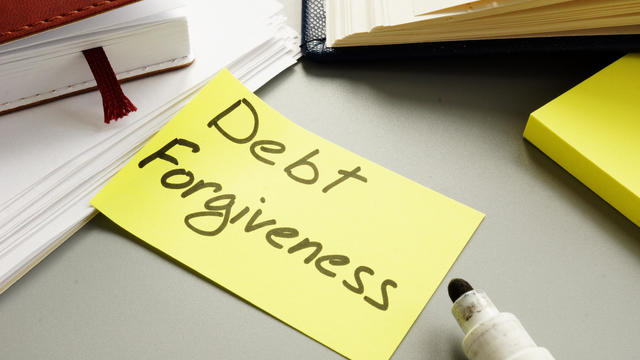 Business photo shows hand written text debt forgiveness 