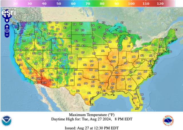 Maps show where late-summer heat wave will affect millions in U.S. 