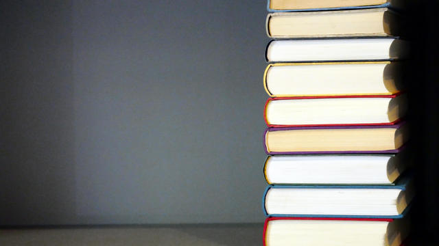 A stack of anonymous books in a library in Paris 