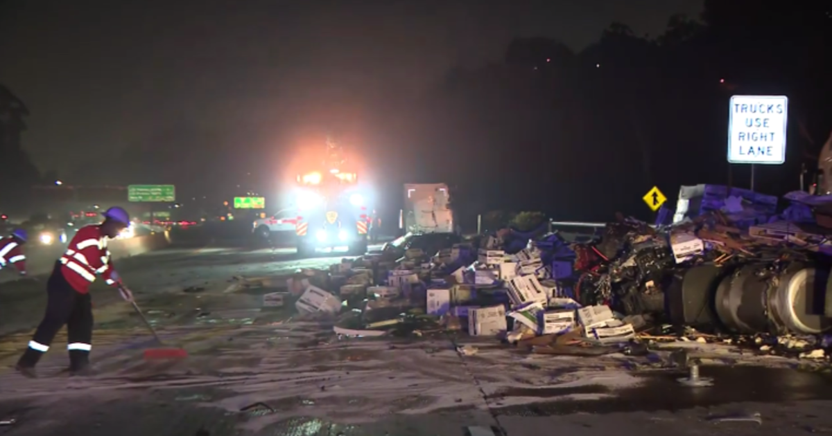 French fries fall over 5 Freeway in Los Angeles after truck crash