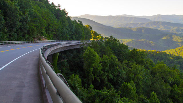 A section of the Foothills Parkway between Wears Valley and Walland, Tennessee, is seen in the Great Smoky Mountains. 