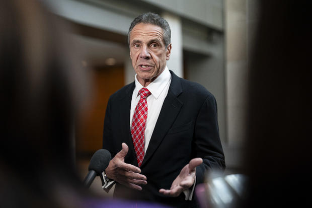 Former Gov. Andrew Cuomo speaks to reporters following a closed-door interview with the House Oversight and Accountability Subcommittee on Coronavirus Pandemic on Capitol Hill, on June 11, 2024 in Washington, DC. 